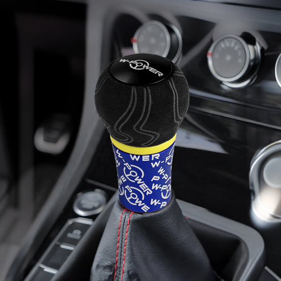 W-Power Ultra Manual Aluminum Gear Stick Universal 5 6 Speed Shift Knob Grip -Blue Alcantara Wrapped