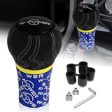 W-Power Ultra Manual Aluminum Gear Stick Universal 5 6 Speed Shift Knob Grip -Blue Alcantara Wrapped