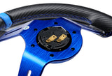 For 2000-2006 Honda S2000 350mm Blue / Carbon PVC Leather Steering Wheel + Black Aluminum Hub