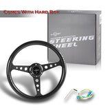 W-Power 14" 350mm 6-Bolt Hole JDM Euro VIP Style Carbon Fiber Look Grip With Aluminum Finished 3-Spoke Steering Wheel -Carbon Fiber Look Center Spoke/Black Carbon Fiber Look Grip