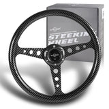 W-Power 14" 350mm 6-Bolt Hole JDM Euro VIP Style Carbon Fiber Look Grip With Aluminum Finished 3-Spoke Steering Wheel -Carbon Fiber Look Center Spoke/Black Carbon Fiber Look Grip