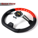 W-Power 13.5" 343mm 6-Bolt Hole JDM Euro VIP Style Red Crystal Bubble With Black Leather Grip Aluminum Finished 3-Spoke 3 Inch Deep Dish Steering Wheel