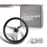 W-Power 14" 350mm 6-Bolt Hole Carbon Fiber Look Style Grip With Aluminum Finished 3-Spoke Steering Wheel