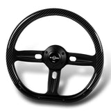 W-Power 14" 350mm 6-Bolt Hole Carbon Fiber Painted Half Wrap Grip With Aluminum Finished 3-Spoke Steering Wheel -Black Center Spoke