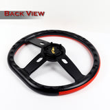 W-Power 14" 350mm 6-Bolt Hole Vinyl Grip With Aluminum Finished 3-Spoke Steering Wheel -Red Vinyl Wrap/Black Center Spoke