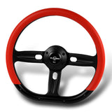 W-Power 14" 350mm 6-Bolt Hole Vinyl Grip With Aluminum Finished 3-Spoke Steering Wheel -Red Vinyl Wrap/Black Center Spoke