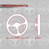 350mm 6-Bolt Hole Black PVC Leather Red Stitch Grip With 4" Deep Dish 3-Spoke Drift Style Steering Wheel