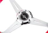 W-Power JDM Euro VIP Style 350mm 6-Bolt Hole Red / Clear Diamond Crystal Bubble Grip With Aluminum Finished Silver 3-Spoke Steering Wheel