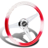 W-Power JDM Euro VIP Style 350mm 6-Bolt Hole Red / Clear Diamond Crystal Bubble Grip With Aluminum Finished Silver 3-Spoke Steering Wheel