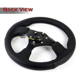 NRG 13" 320mm 6-Bolt Hole Reinforced Black Leather Grip With Aluminum Finished 3-Spoke Black Center Racing Steering Wheel RST-001BK -Black Trim