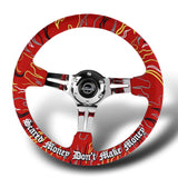 NRG 14" 350mm Ryan Litteral 6-Bolt Hole V3 Red Suede Grip With Aluminum Finished 3-Spoke 3 Inch Deep Dish Steering Wheel RST-018CH-RLR -Chrome Spoke