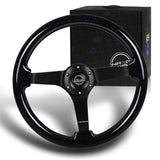 NRG 14" 350mm 6-Bolt Hole Black Sparkle Wood Grip With Aluminum Finished 3-Spoke 3 Inch Deep Dish Steering Wheel RST-036BSB-BK -Black Spoke