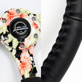 NRG 14" 350mm 6-Bolt Hole Black Leather Grip With Aluminum Finished 3-Spoke 3 Inch Deep Dish Steering Wheel RST-036FL-R -Hydro Dipped Floral Spoke