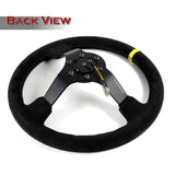 NRG 13.75" 350mm 6-Bolt Hole Premium Black Suede With Yellow Stripe Grip Aluminum Finished 3-Spoke 3 Inch Deep Dish Racing Steering Wheel RST-036MB-S-Y-Matte Black Spoke