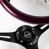 NRG 13.75" 350mm 6-Bolt Hole Purple Classic Wood Grip Aluminum Finished 3-Spoke Steering Wheel ST-015BK-PP -Black Spoke