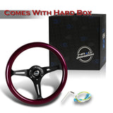 NRG 13.75" 350mm 6-Bolt Hole Purple Classic Wood Grip Aluminum Finished 3-Spoke Steering Wheel ST-015BK-PP -Black Spoke