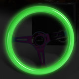 NRG 13.75" 350mm 6-Bolt Hole Glow In The Dark White Wood Grain Grip Aluminum Finished 3-Spoke Steering Wheel ST-015MC-GL -Neo Chrome Spoke