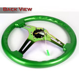 NRG 13.75" 350mm 6-Bolt Hole Green Classic Wood Grain Grip Aluminum Finished 3-Spoke Steering Wheel ST-015MC-GN -Neo Chrome Spoke