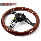 NRG 12" 310mm 6-Bolt Hole Dark Wood Grain Grip Aluminum Finished 3-Spoke Steering Wheel ST-310BRB-BK -Black Chrome Spoke