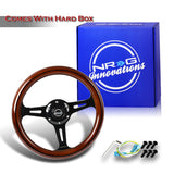 NRG 12" 310mm 6-Bolt Hole Dark Wood Grain Grip Aluminum Finished 3-Spoke Steering Wheel ST-310BRB-BK -Black Chrome Spoke