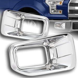 Fog Light Lamp Front Bumper Bezel Covers Cap For 2015 - 2017 Ford F-150 F150 -Mirror Chrome ABS