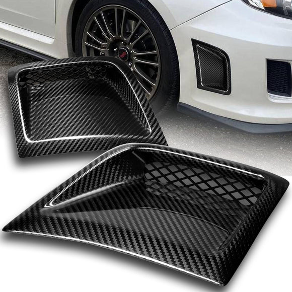 For 2008 - 2014 Subaru WRX STI Front Bumper Side Air Duct Vents Caliper 2-pcs -Real Carbon Fiber