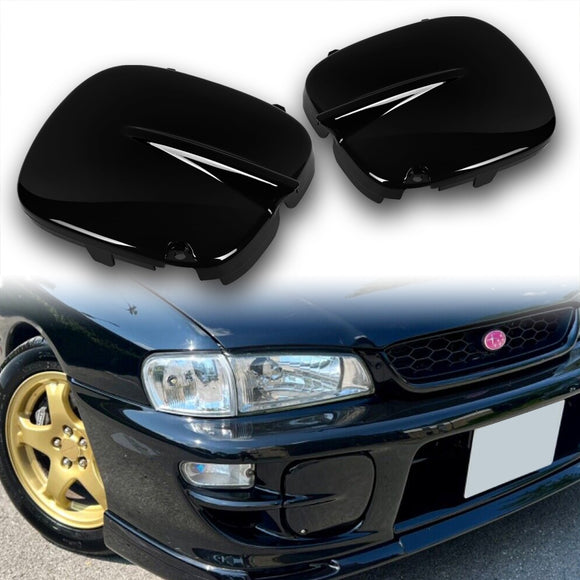 Fog Light Lamp Front Bumper Bezel Covers Cap For 1997 - 2001 Subaru Impreza STi GC8 GF8 -Black ABS