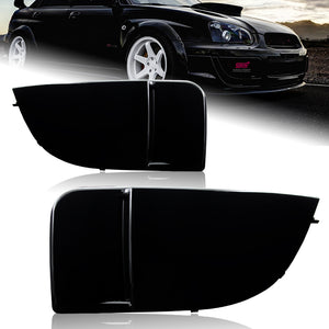 Fog Light Lamp Front Bumper Bezel Covers Cap For 2004 - 2005 Subaru Impreza WRX STi -Black