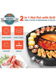 Hot Pot with Grill, 1800W 2 in 1 Electric Hot Pot Grill Cooker with Dual Temperature Control for 1-8 People, Multi-function Smokeless Shabu Korean BBQ Grill for Simmer, Boil, Fry, Roast