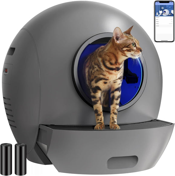 Self Cleaning Cat Litter Box: ELS PET Hands-Off 60L Extra Large Cat Litter Box, Odor Eliminating Smart Litter Box with APP Control, 2.4Ghz WiFi Only, Automatic Cat Litter Box for Multiple Cats