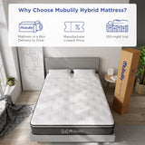 Mubulily Full Mattress,8 Inch Hybrid Mattress with Gel Memory Foam, Motion Isolation Individually Wrapped Pocket Coils Mattress, Fits All Bed Frames Mattress, Medium Firm Feel Mattresses