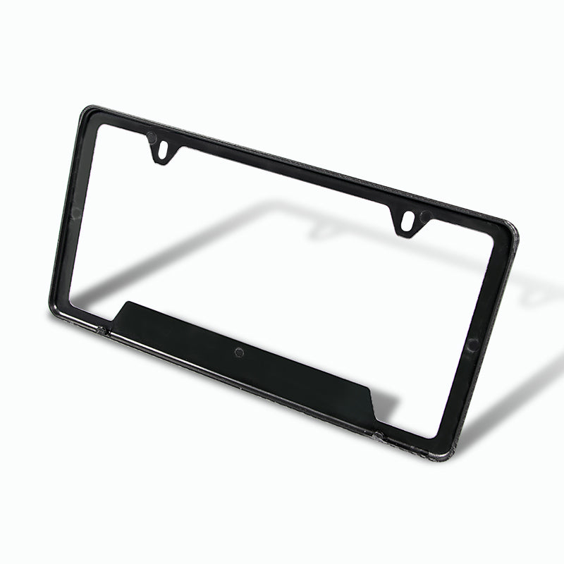 TWIN TURBO CARBON FIBER LOOK LICENSE PLATE FRAME W/ 2 GUNMETAL WASHERS &  BOLTS