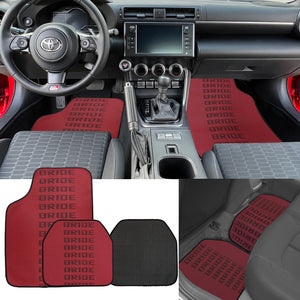 Universal JDM Bride Racing Fabric Red/Black Hybrid Floor Mats Interior Carpets 5PCS