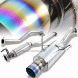 4" Rainbow Tip Muffler Stainless Steel Catback Exhaust System For 2001 2002 2003 2004 2005 Honda Civic EX 2DR / 4DR 1.7L