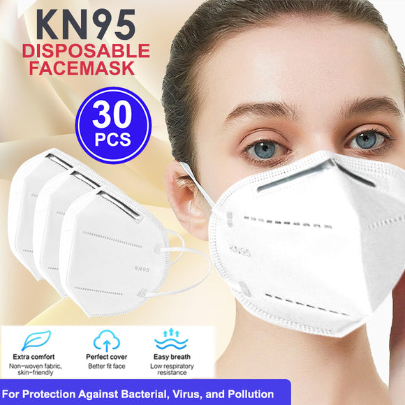 30 PCS KN95 Face Mask 5 Layers Disposable Protective Respirator Mouth ...