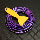 Purple 32.8 ft Interior Edge Gap Line Moulding Trim Molding Strip & Magenta Fuchsia Pink Rim Protector Set Auto Car Décor