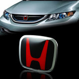 3 PCS Set Red/Black JDM H Front & Rear Emblems with Civic Rear Chrome Emblem For 06-11 CIVIC SEDAN DX EX LX SI