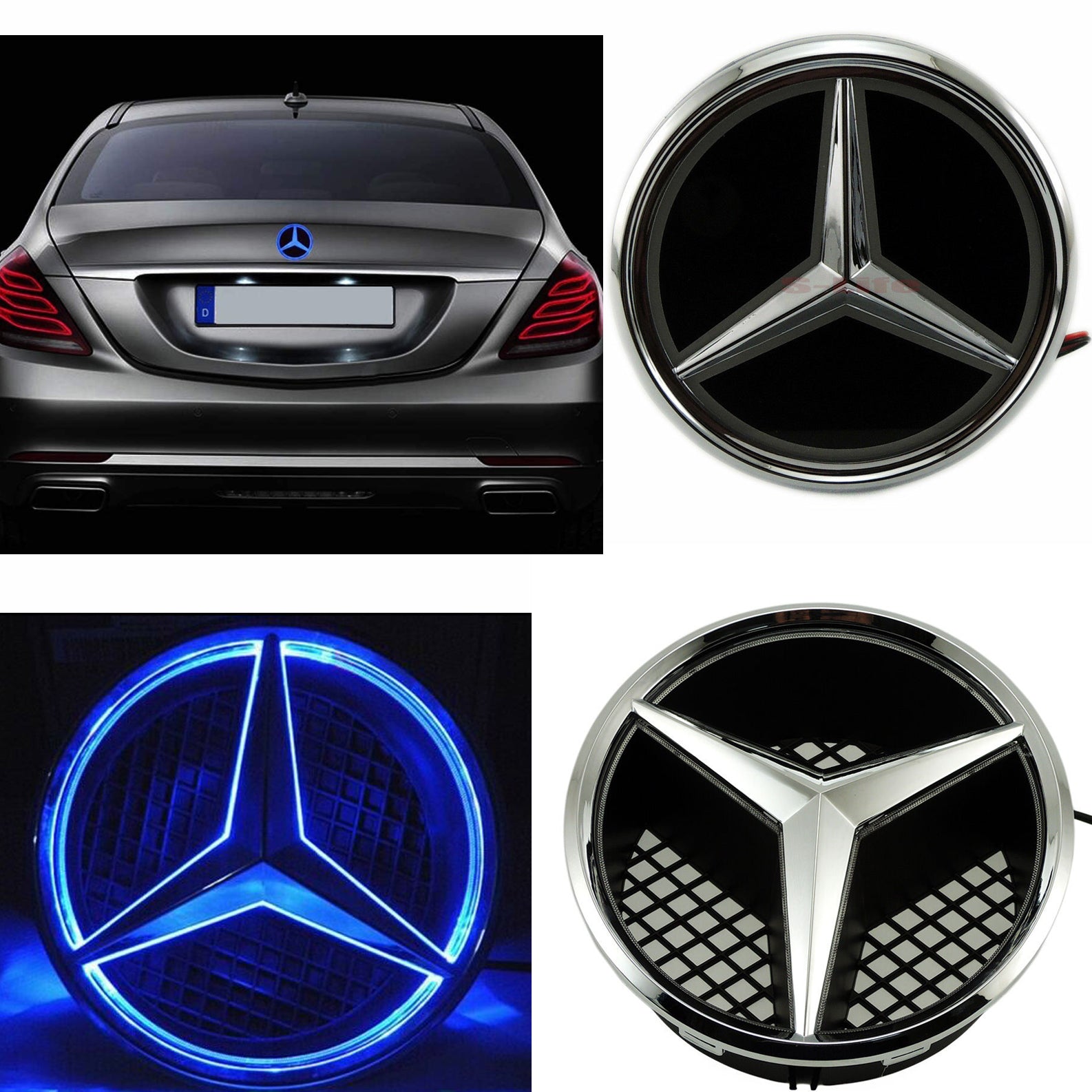 Mercedes Benz Blue Front Grille with Rear Star LED Emblem Light Set Fo –  MAKOTO_JDM