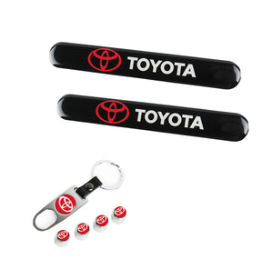 Toyota Set LOGO Emblems with Keychain Tire Wheel Valves Air Caps - US SELLER