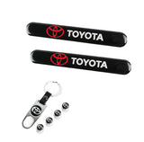 Toyota Set LOGO Emblems with Silver Keychain Tire Wheel Valves Air Caps - US SELLER