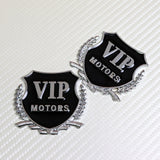 VIP MOTORS Silver 3D Metal Emblem Sticker x2