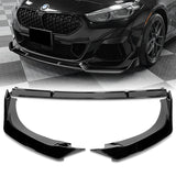 For 2020-2022 BMW 2-Series F44 Gran Coupe 3-PCS  Painted Black Front Bumper Spoiler Lip