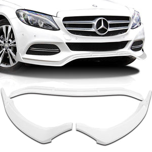 For 2015-2018 Mercedes C-Class W205 Base  3-PCS Painted White Front Bumper Spoiler Lip