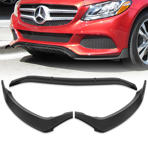 For 2015-2018 Mercedes C-Class W205 Base  3-PCS Matt Black Front Bumper Spoiler Lip