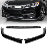 For 2016-17 Honda Accord Sedan Painted Black STP-Style 3-Piece Front Bumper Body Spoiler Splitter Lip Kit