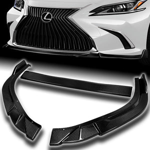 For 2019-2023 Lexus ES300h ES350 3-PCS Carbon Fiber Front Bumper Splitter Spoiler Lip