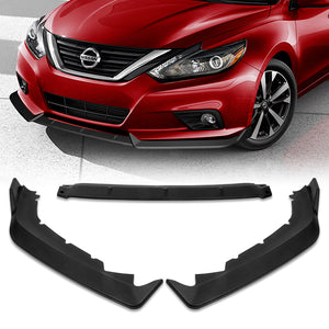 For 2016-2018 Nissan Altima Sedan 3-PCS Matt Black Front Bumper Splitter Spoiler Lip