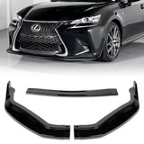 For 2016-2019 Lexus GS-Series Painted Black V2-Style 3Pcs  Front Bumper Spoiler Lip