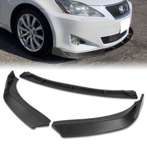 For 2006-2008 Lexus IS250 IS350 STP-Style Matte Black 3-Piece Front Bumper Body Spoiler Splitter Lip Kit