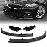 For 2011-2016 BMW F10 528i 530i M-Sport Painted Black 4-PCS Front Bumper Spoiler Lip